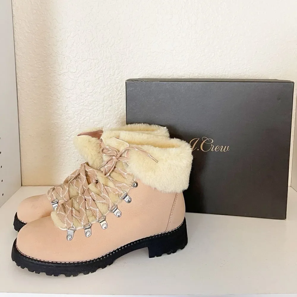 J. Crew Nordic Boots with faux shearling in bronzed Clay 10 New